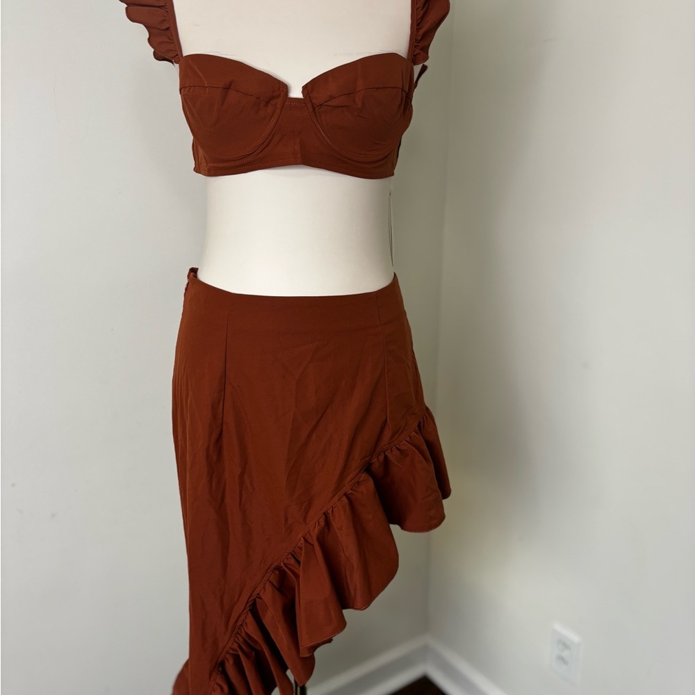 Ruffled Brown Skirt Large